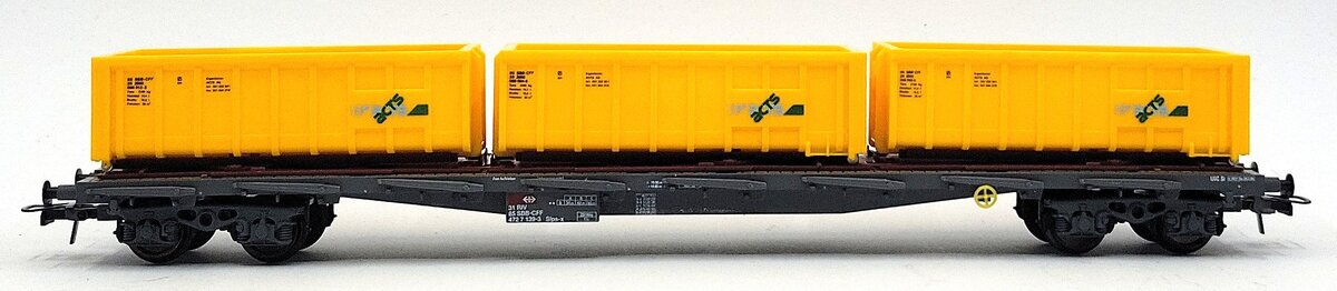 HAG 380-75 002 HO Scale SBB Flatcar w/ 3 