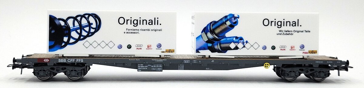 HAG 372-73 014 HO Scale SBB Wechselbrucken - Containerwagen LN/Box