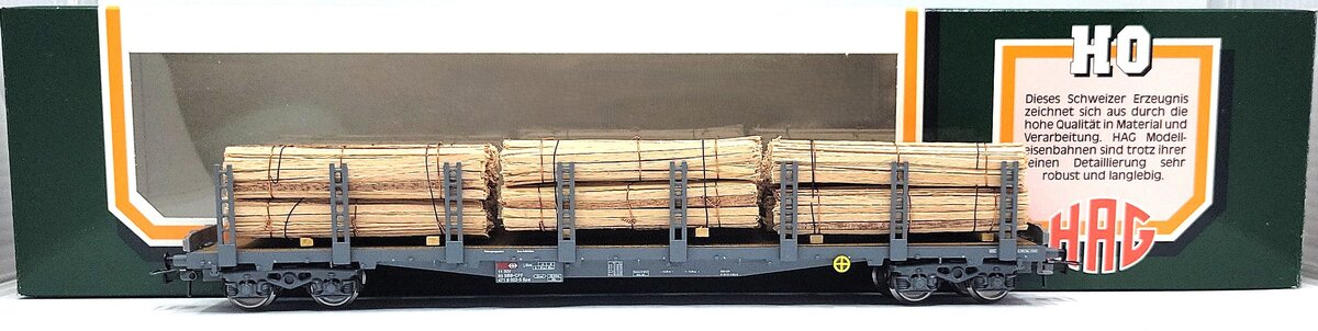 HAG 386-70 094 HO Scale SBB Flatcar w/ Rough Cut Timber Load LN/Box