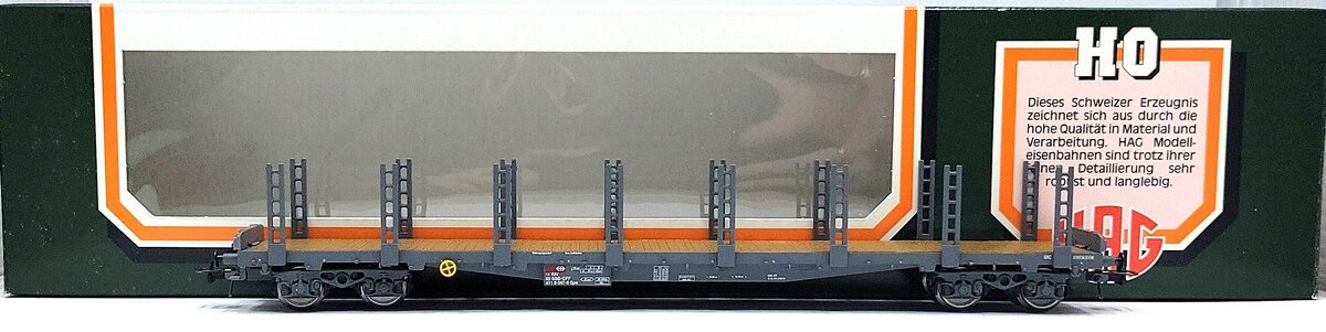 HAG 386-70 092 HO Scale SBB Flatcar w/ Stakes LN/Box