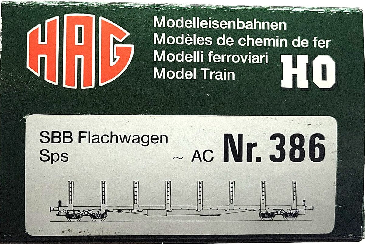 HAG 386-70 092 HO Scale SBB Flatcar w/ Stakes LN/Box