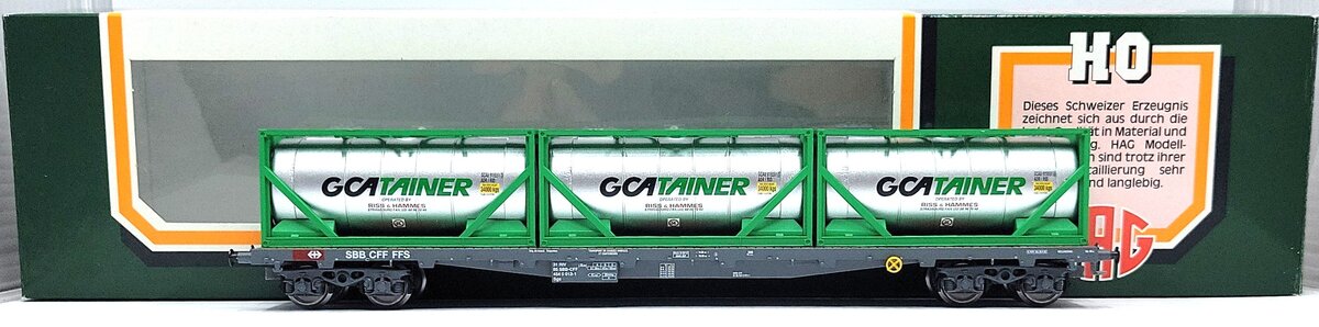HAG 396-77 000 HO Scale SBB Flatcar w/ "GCA" Tank Container Load LN/Box