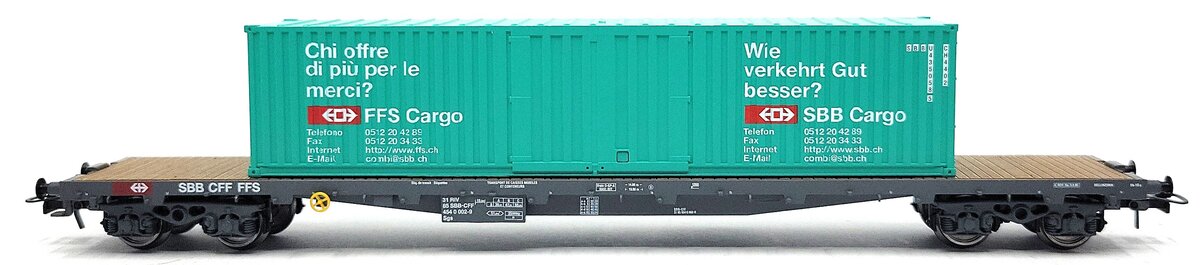 HAG 390-72 000 HO Scale SBB Flatcar w/ 40ft. 