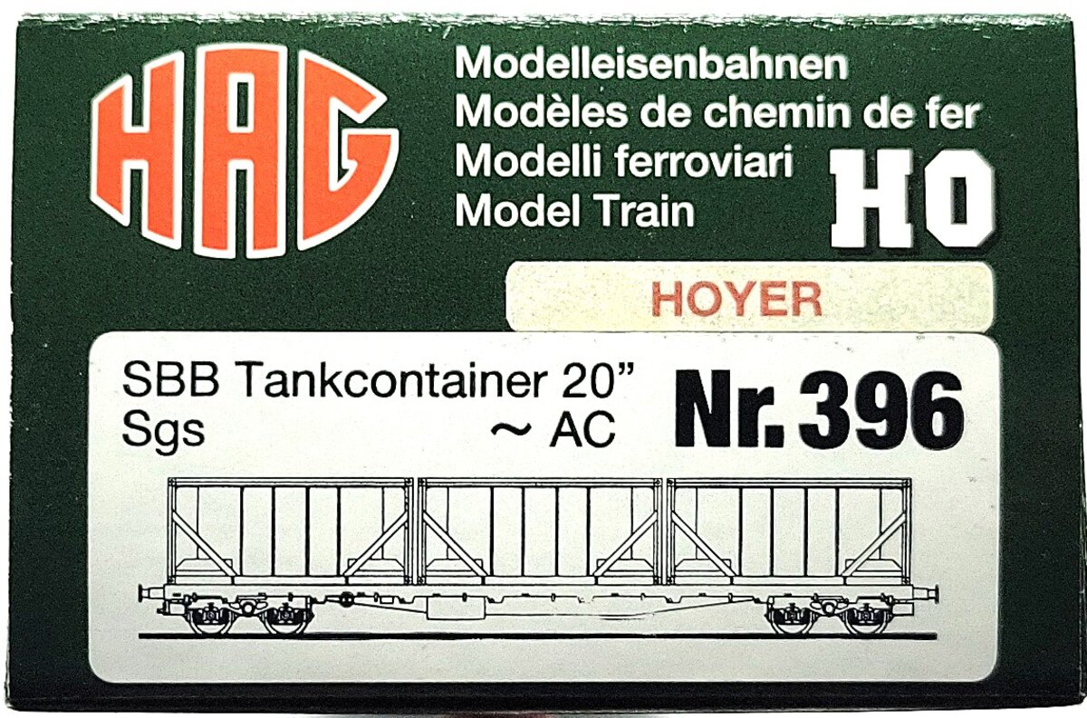 HAG 396-77 008 HO Scale SBB Flatcar w/ 2 