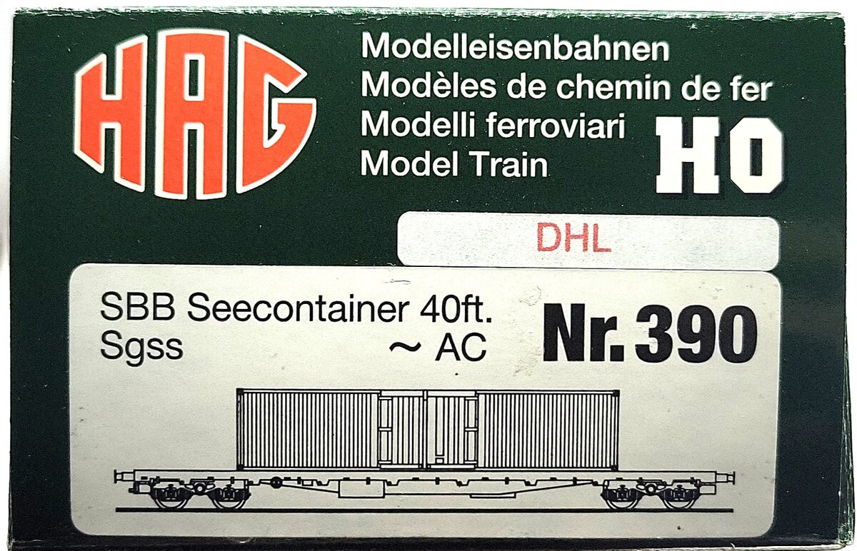 HAG 390-72 106 HO Scale SBB Flatcar w/ 40ft. 