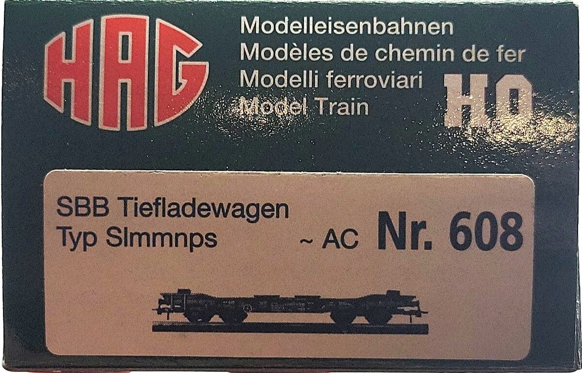 HAG 608-78 000 HO Scale SBB SLMMNPS HD Flatcar LN/Box