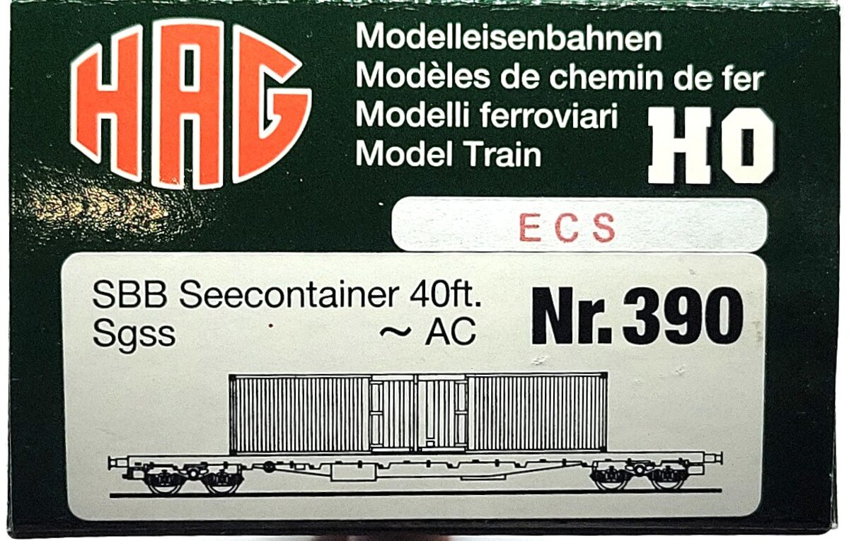 HAG 390-72 112 HO Scale SBB Flatcar w/ 40 ft. 