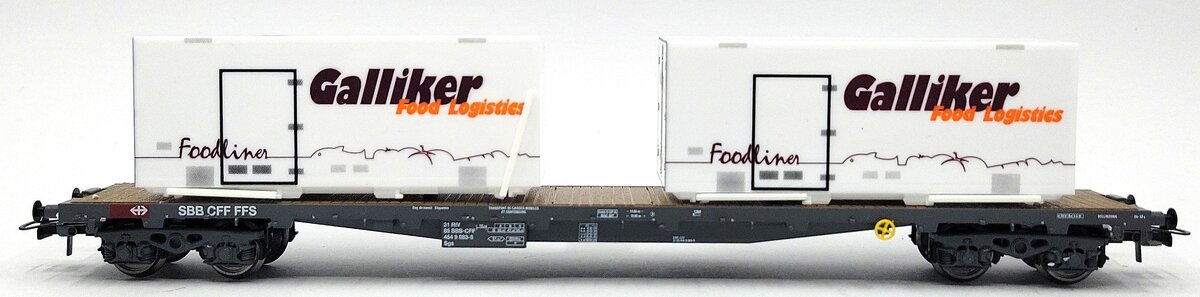 HAG 618-73 012 HO Scale SBB Flatcar w/ 2 Galliker Containers LN/Box
