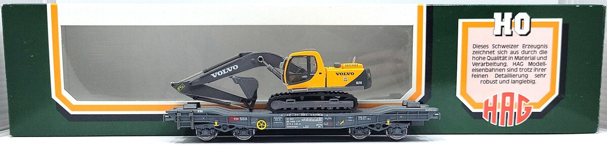 HAG 616-78 002 HO Scale SBB SLMMNPS HD Flatcar w/ Volvo Excavator Load LN/Box