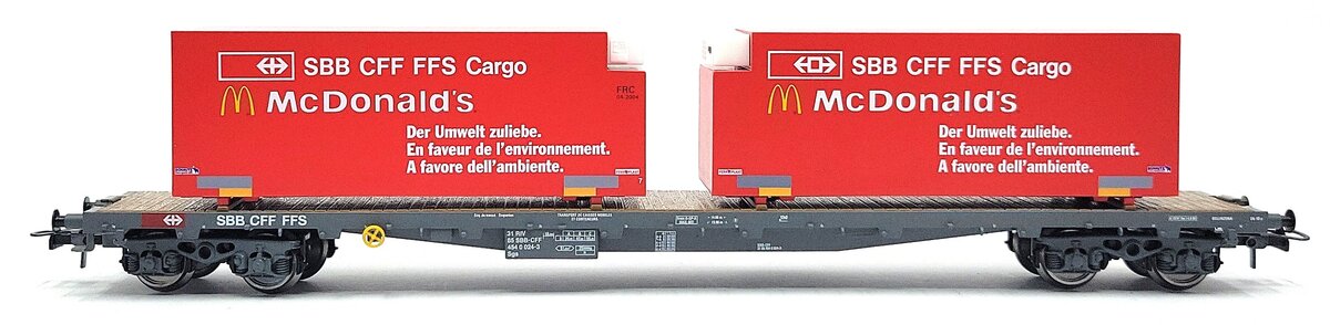 HAG 622 HO Scale Flatcar w/ 2 McDonald's Loads LN/Box