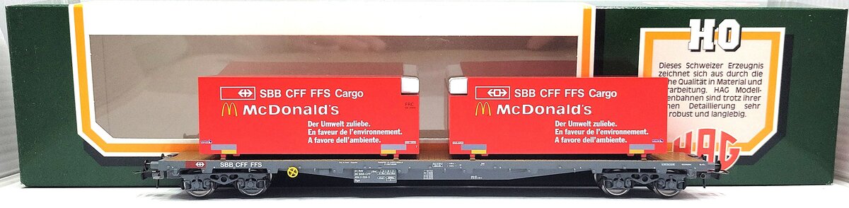 HAG 622 HO Scale Flatcar w/ 2 McDonald's Loads LN/Box