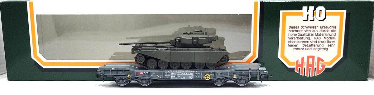 HAG 78 004 HO Scale SBB Slmmnps Tiefladewagen mit Centurion LN/Box