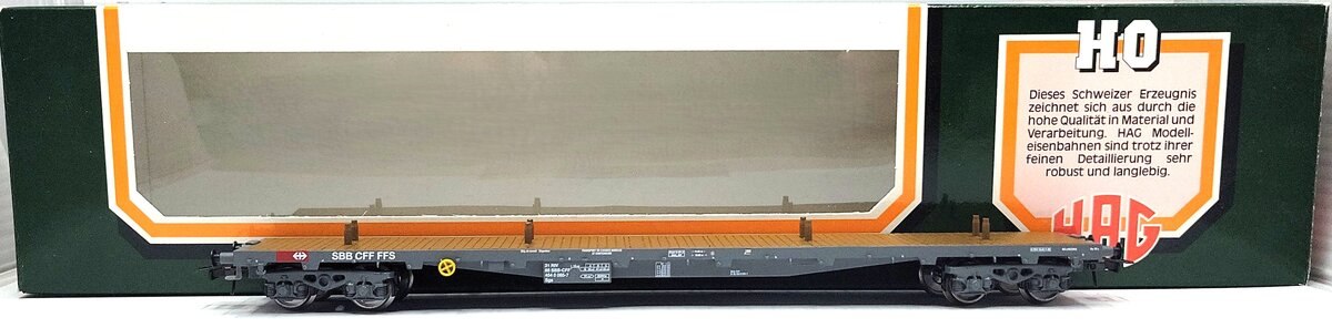 HAG 73 042 HO Scale SBB Flatcar w/ 2 Agility Containers EX/Box