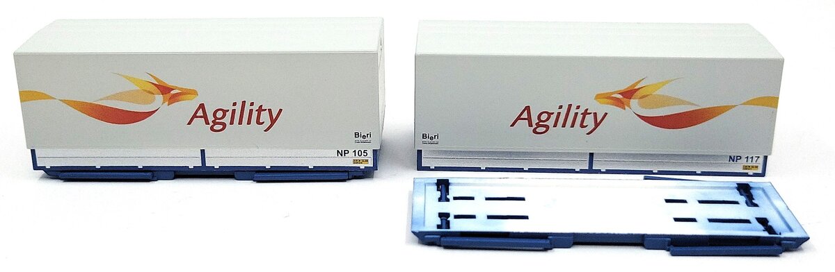 HAG 73 042 HO Scale SBB Flatcar w/ 2 Agility Containers EX/Box