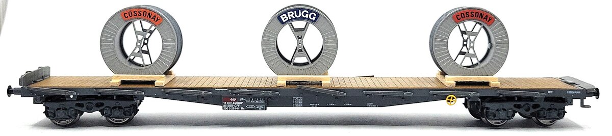 HAG 70 048 HO Scale SBB Flatcar w/ Cable Spool Load EX/Box