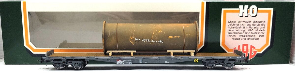 HAG 70 058 HO Scale SBB Flatcar w/ Steel Pipe Load LN/Box