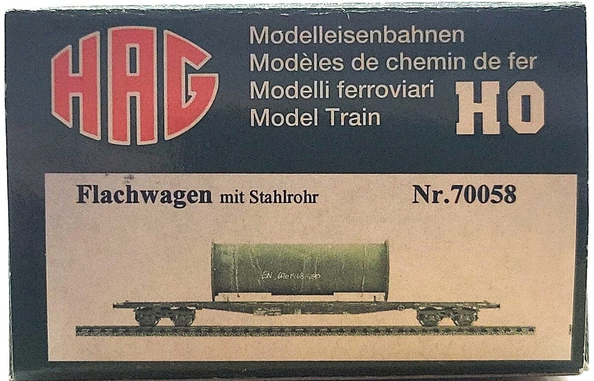 HAG 70 058 HO Scale SBB Flatcar w/ Steel Pipe Load LN/Box