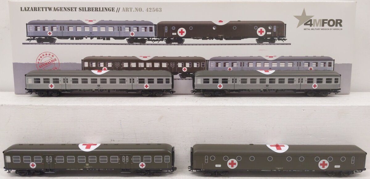 Marklin 42563 HO Scale German Federal Army "Silver Coins" Hospital Car Set LN/Box