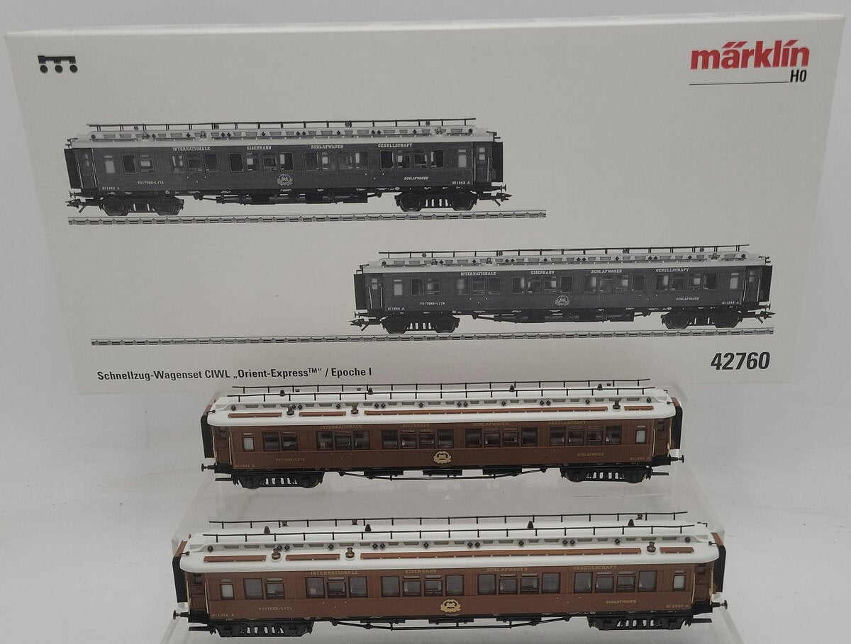 Marklin 42760 HO Scale Orient Express 2-Car Passenger Set LN/Box
