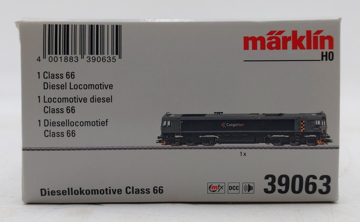 Marklin 39063 HO Scale Cargo Net Class 66 Diesel Locomotive EX/Box