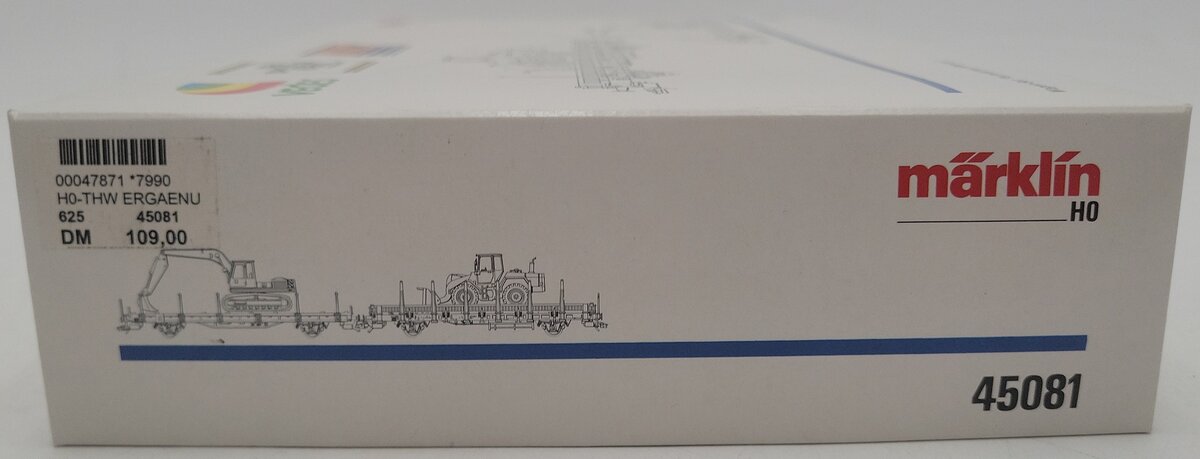 Marklin 45081 HO Scale German Railroad Flat Cars w/ Heavy Machinery LN/Box