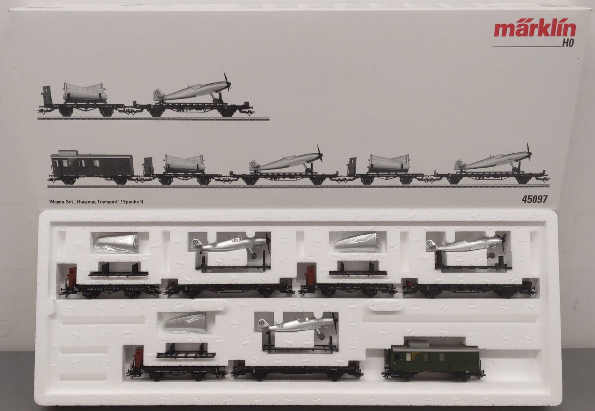 Marklin 45097 HO Scale Airplane Transport Car Set NIB