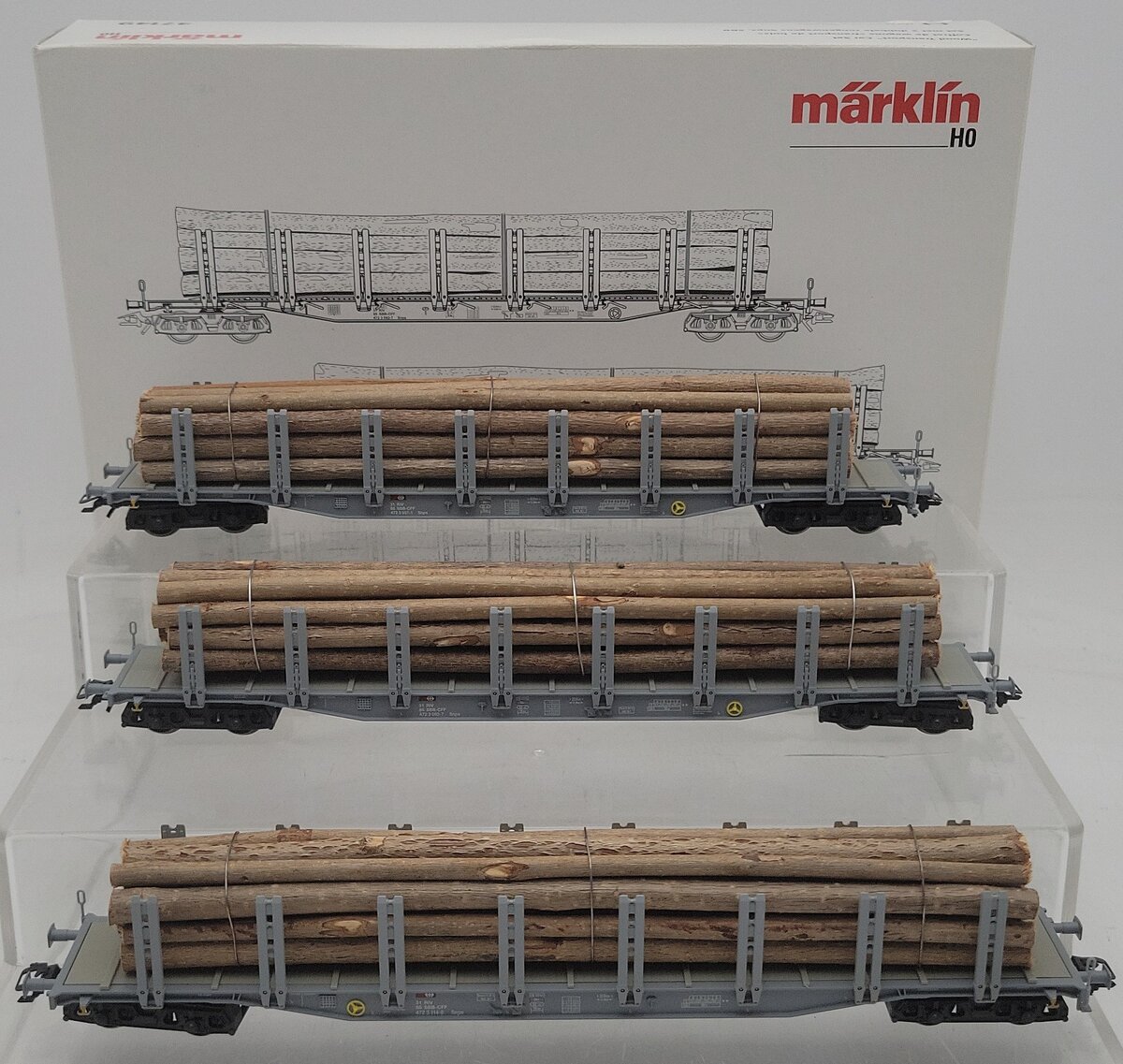 Marklin 47149 HO Scale Wood Transport Car Set (Set of 3) LN/Box