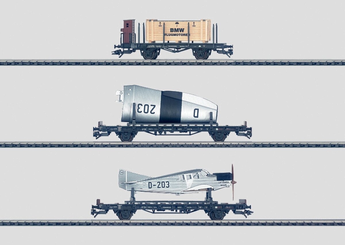 Marklin 45093 HO Scale German Imperial Railway Airport Transport Car Set LN/Box