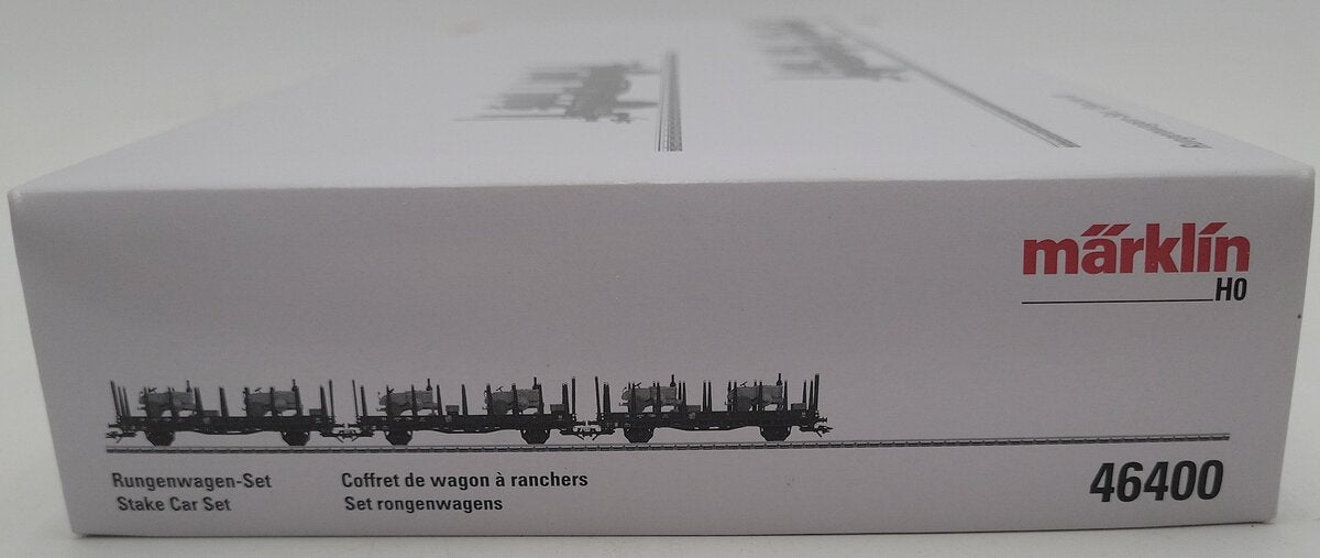 Marklin 46400 HO German Federal Railroad DB Rr 20 2-Axle Stake Car 3-Pack LN/Box
