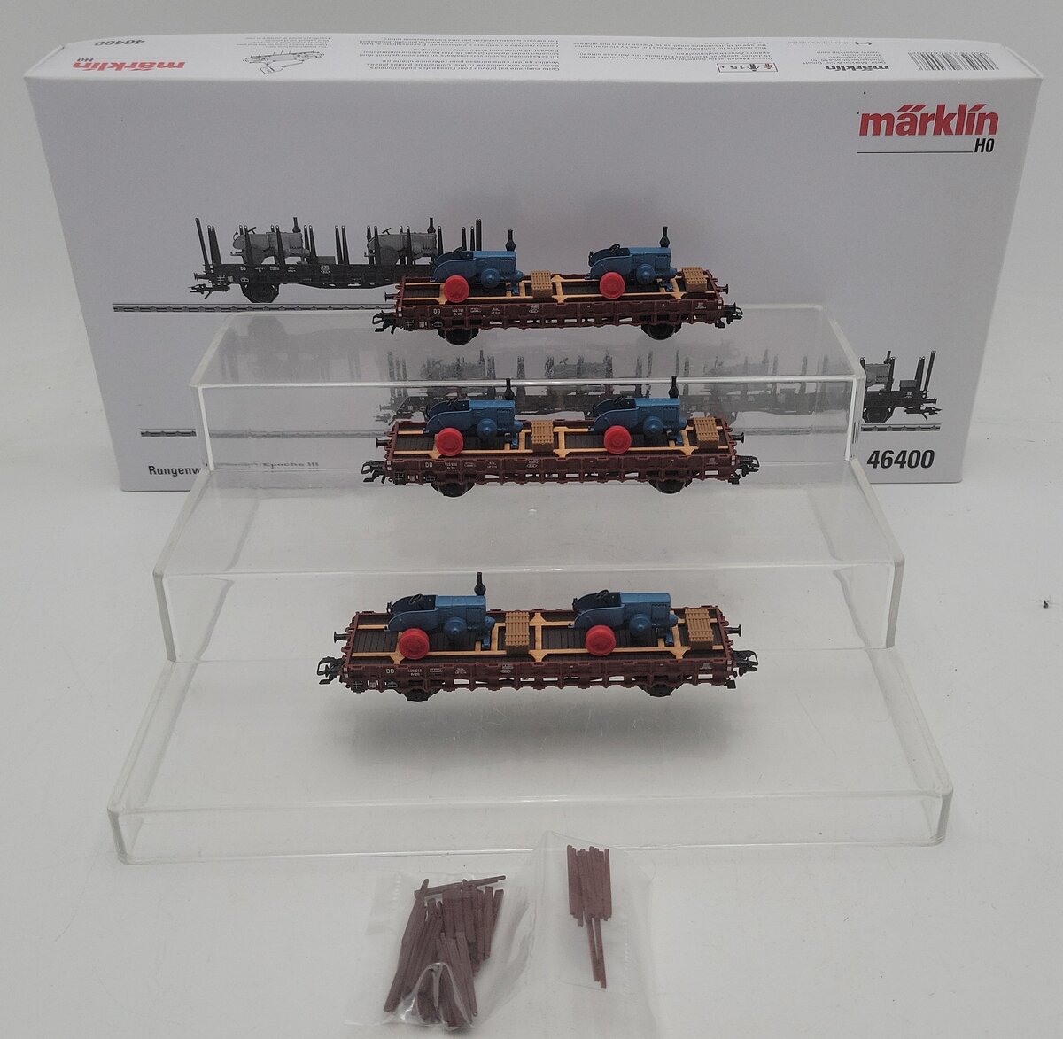 Marklin 46400 HO German Federal Railroad DB Rr 20 2-Axle Stake Car 3-Pack LN/Box