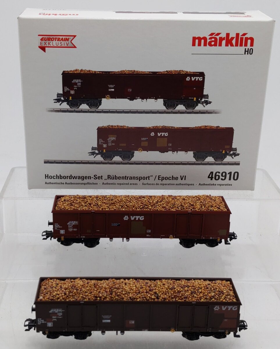 Marklin 46910 HO Scale VTG "Sugar Beet Transport" High Side Gondolas (Set Of 2) LN/Box