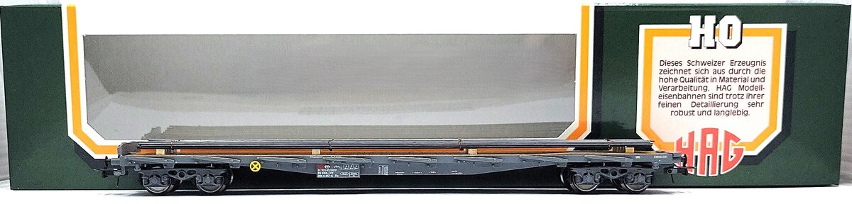 HAG 352-70 028 HO Scale SBB Flatcar w/ Steel Rail Load LN/Box
