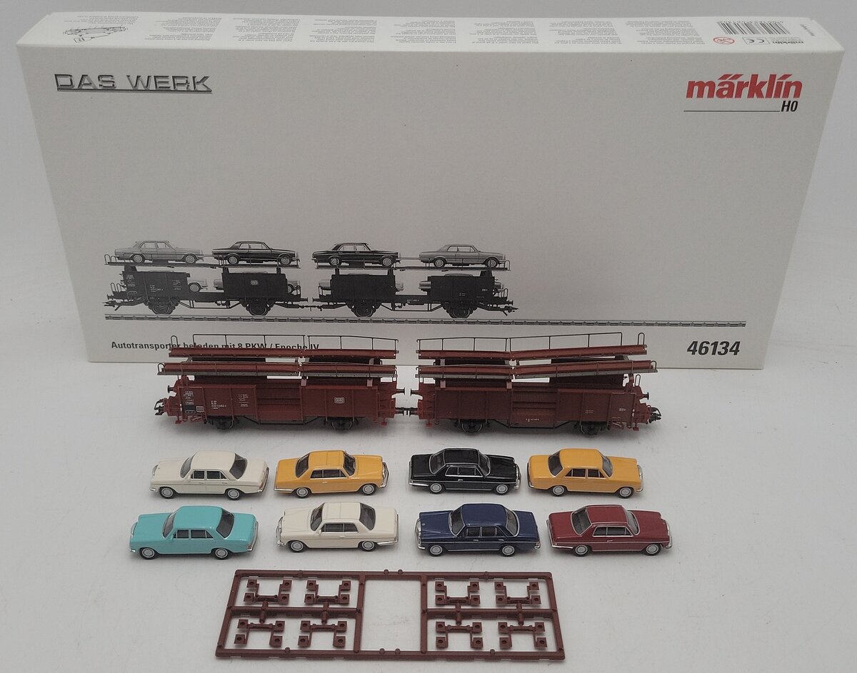 Marklin 46134 HO Auto Transport Car w/8 Autos EX/Box