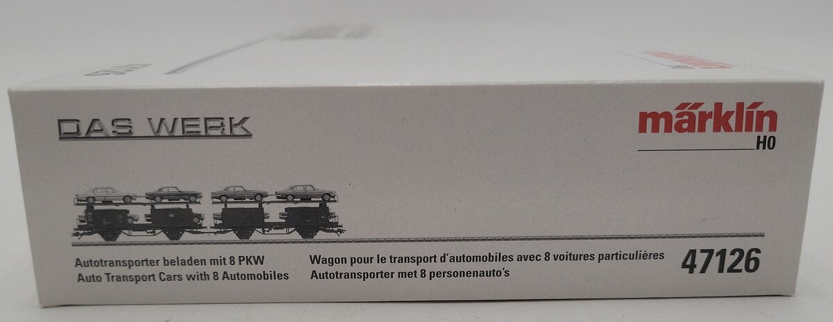 Marklin 47126 Auto Transport Car w/ 8 Automobiles LN/Box