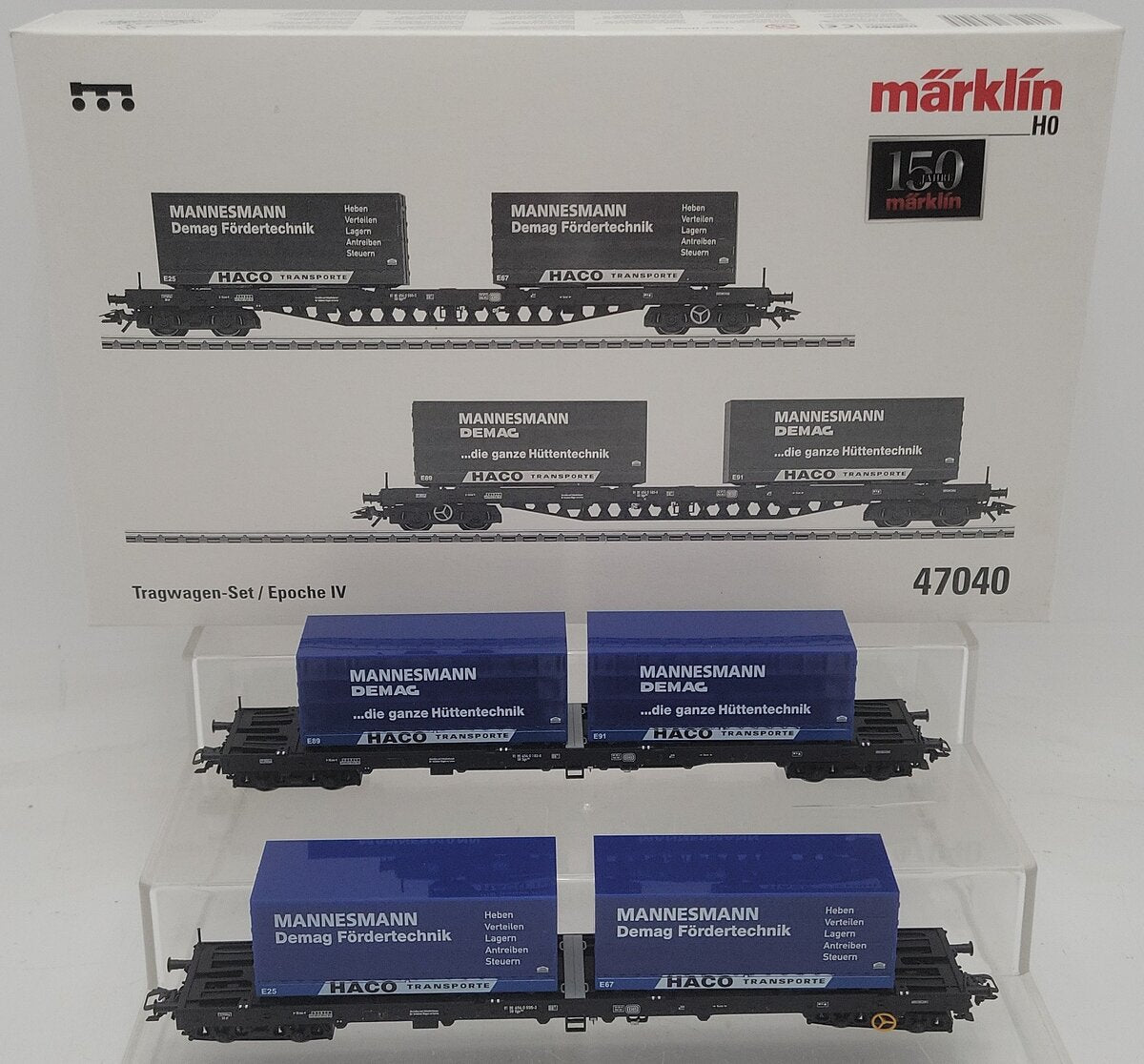 Marklin 47040 DB Flatcar Set w/ HACO Containers LN/Box