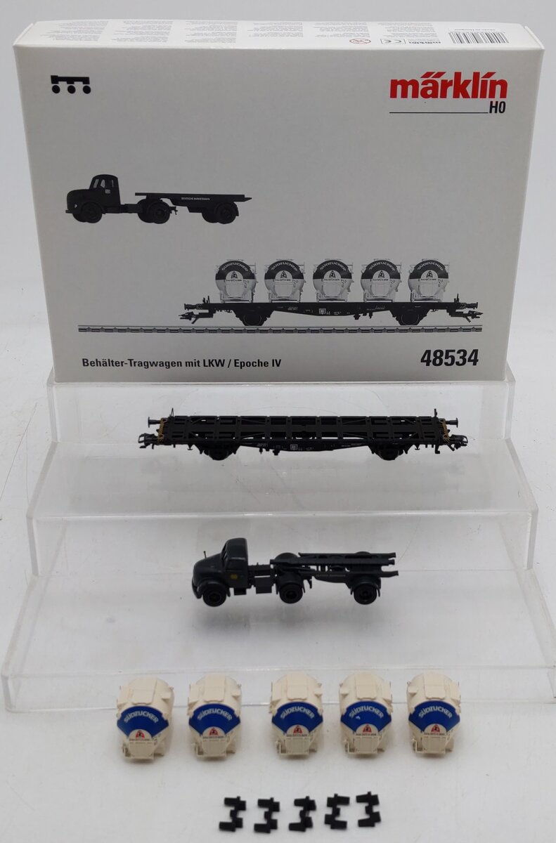 Marklin 48534 HO Scale Container Transport Car w/Truck EX/Box