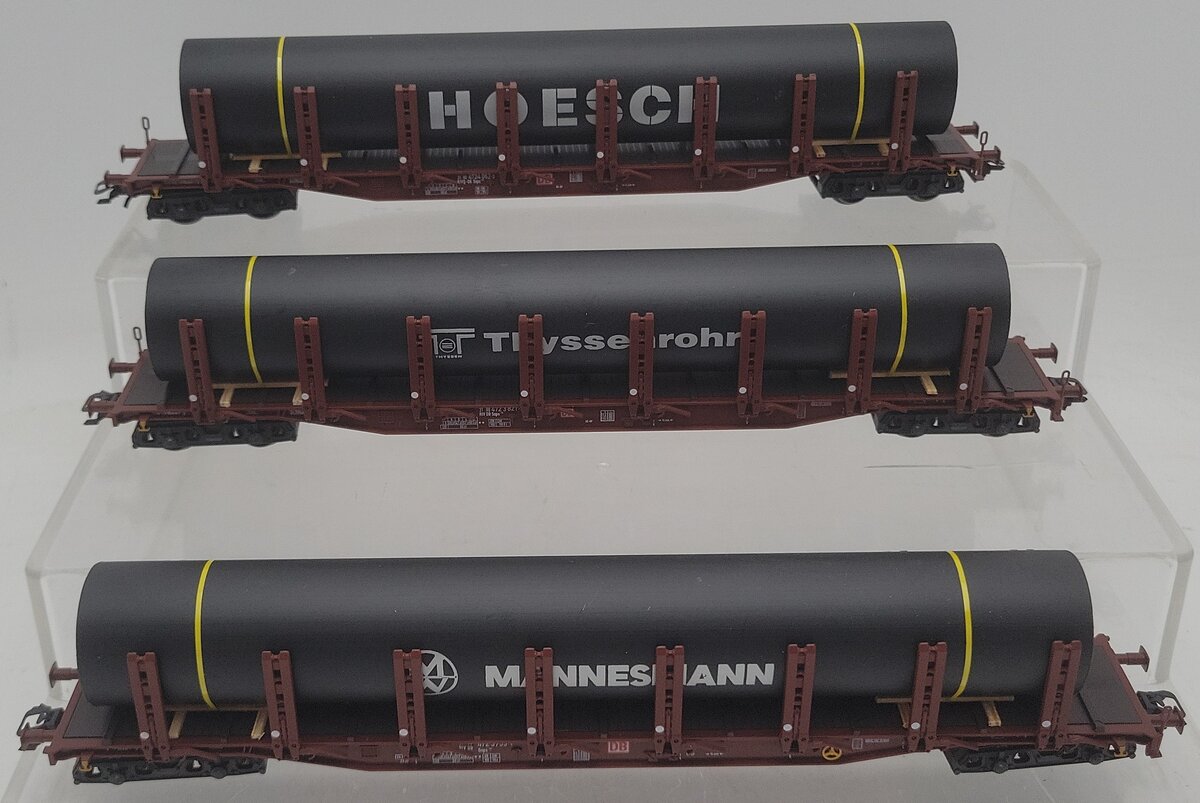 Marklin 47142 HO Scale Stake Car Set w/Pipe Load LN/Box