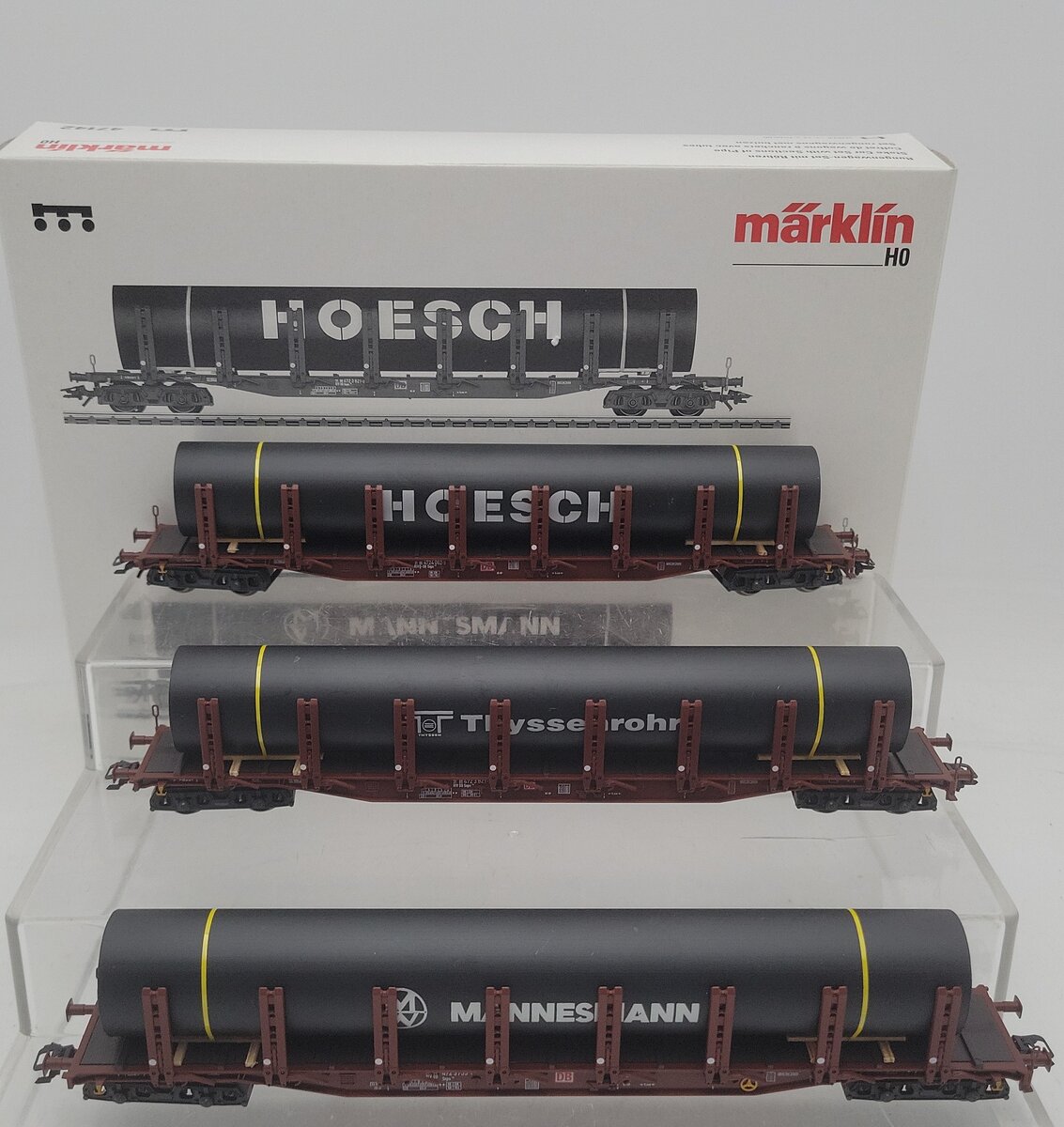Marklin 47142 HO Scale Stake Car Set w/Pipe Load LN/Box