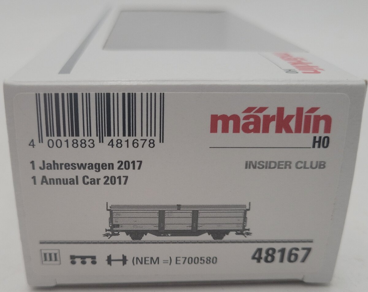 Marklin 48167 HO Scale 2017 DB Insider Sliding Wall Freight Car LN/Box