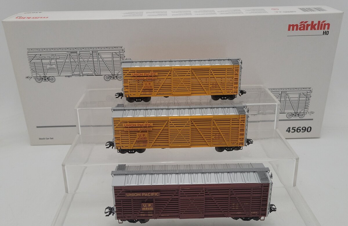 Marklin 45690 HO Scale Union Pacific Stock Car (Set of 3) LN/Box