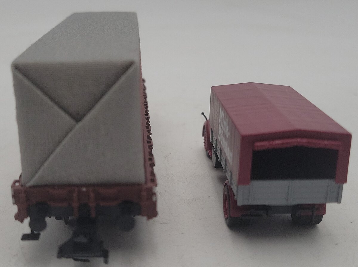 Marklin 48112 HO Mink-Bursten Flatcar with Container and Delivery Truck LN/Box