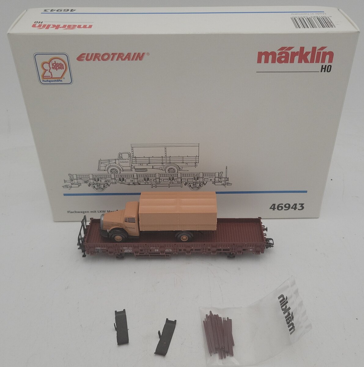 Marklin 46943 HO Scale DB Flatcar w/ Mercedes L6600 Truck #447121 LN/Box
