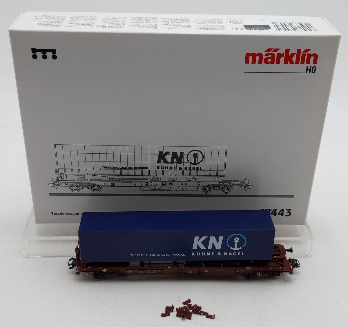 Marklin 47443 HO KN Depressed Well Flat Car w/ Truck Trailer EX/Box