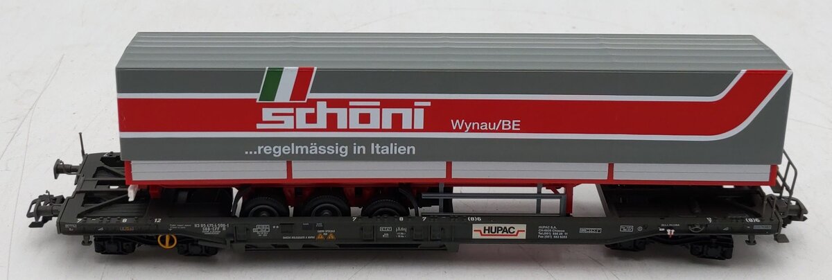 Marklin 47444 HO Scale HUPAC Depresse Flatcar w/Semi Truck Trailer EX/Box