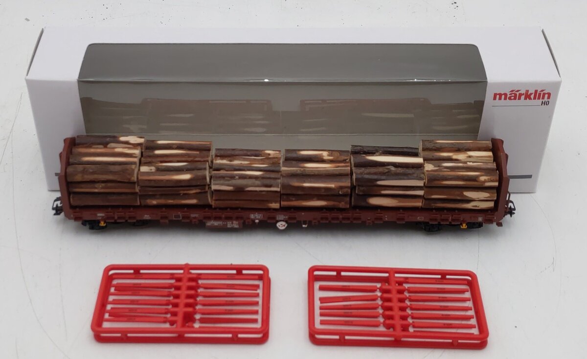 Marklin 47008 HO Scale DB AG Wood Transport Car w/Load EX/Box