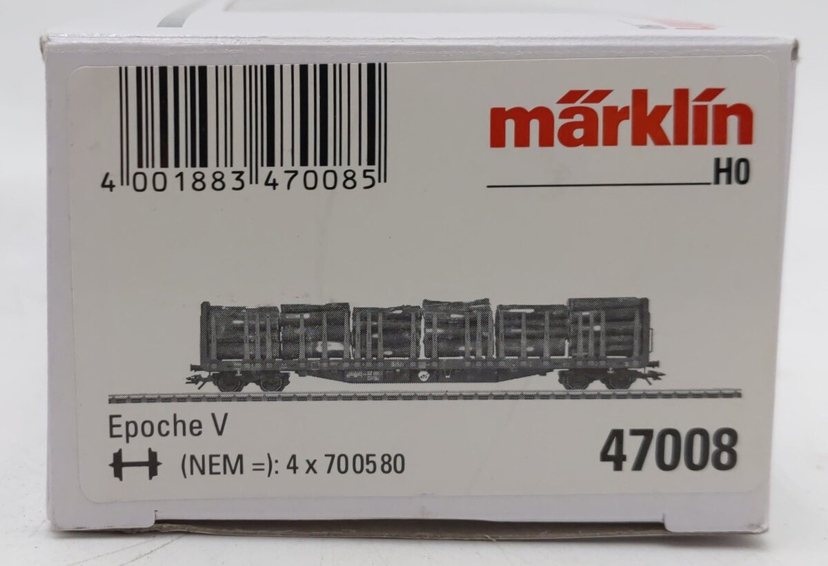 Marklin 47008 HO Scale DB AG Wood Transport Car w/Load EX/Box