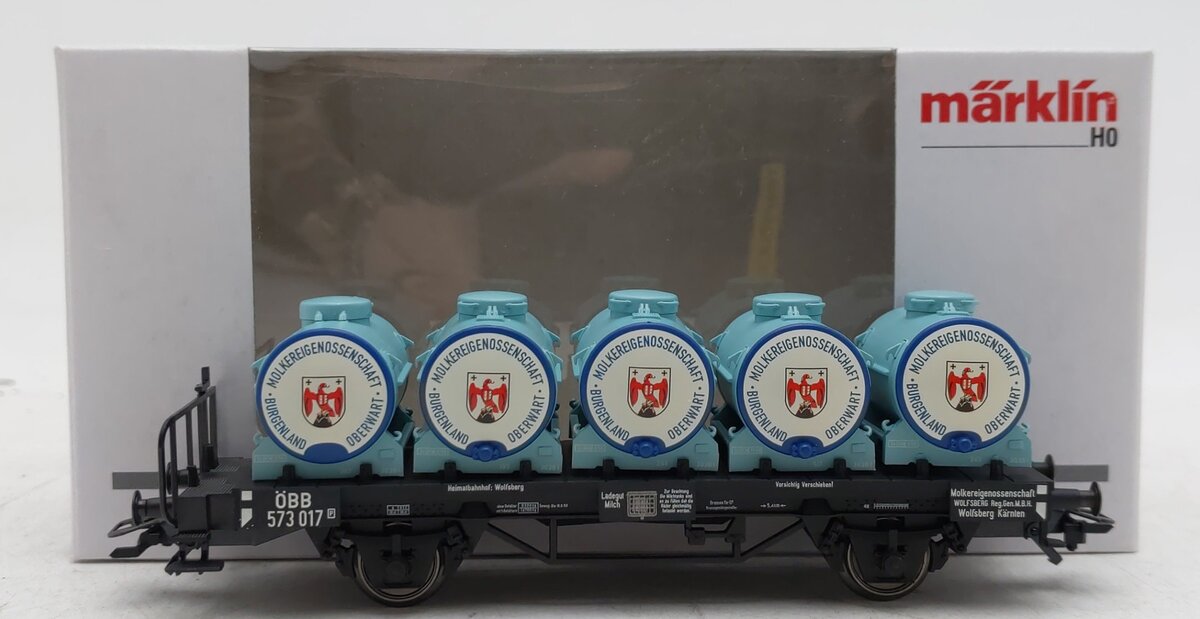 Marklin 46211 HO Scale OBB Dairy Milk Transport Flatcar EX/Box