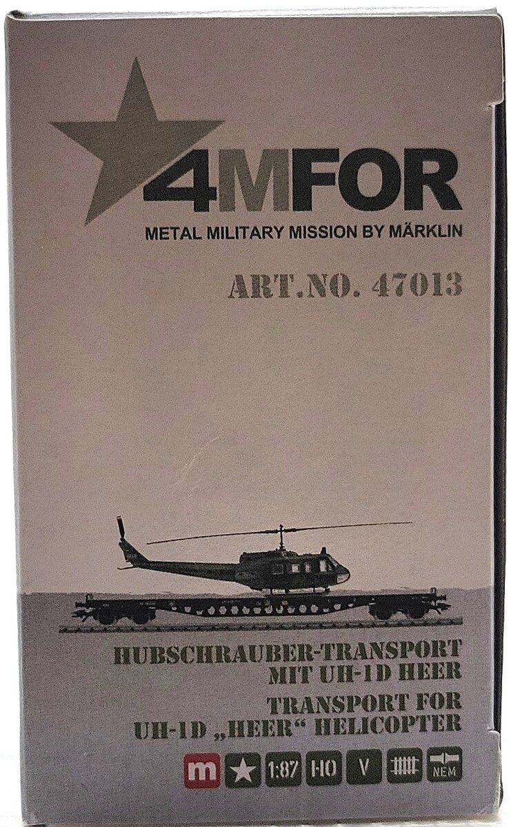 Marklin 47013 HO Scale DB Flatcar with UH-1D Helicopter NIB