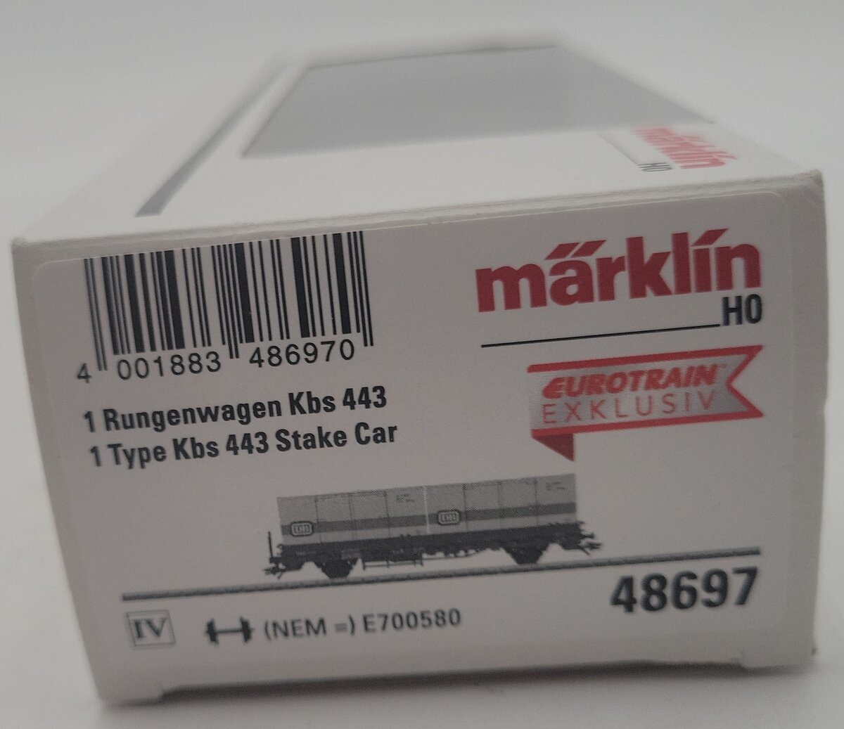 Marklin 48697 HO Scale KBS 443 Stake Car LN/Box