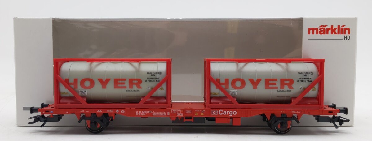 Marklin 47707 HO Hoyer DB Cargo Container Model Train Flat Tank Freight Car EX/Box